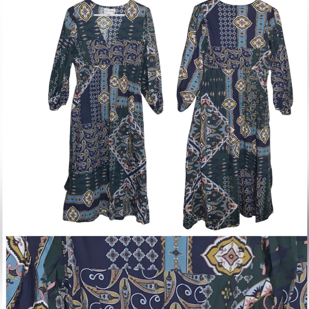 Cara Cara Patchwork Cotton Midi Dress